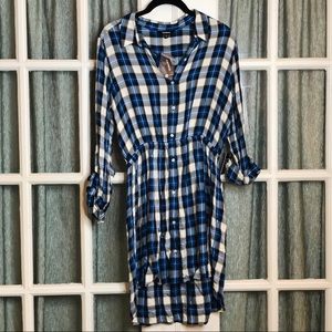 Express plaid blue black white medium dress NWT